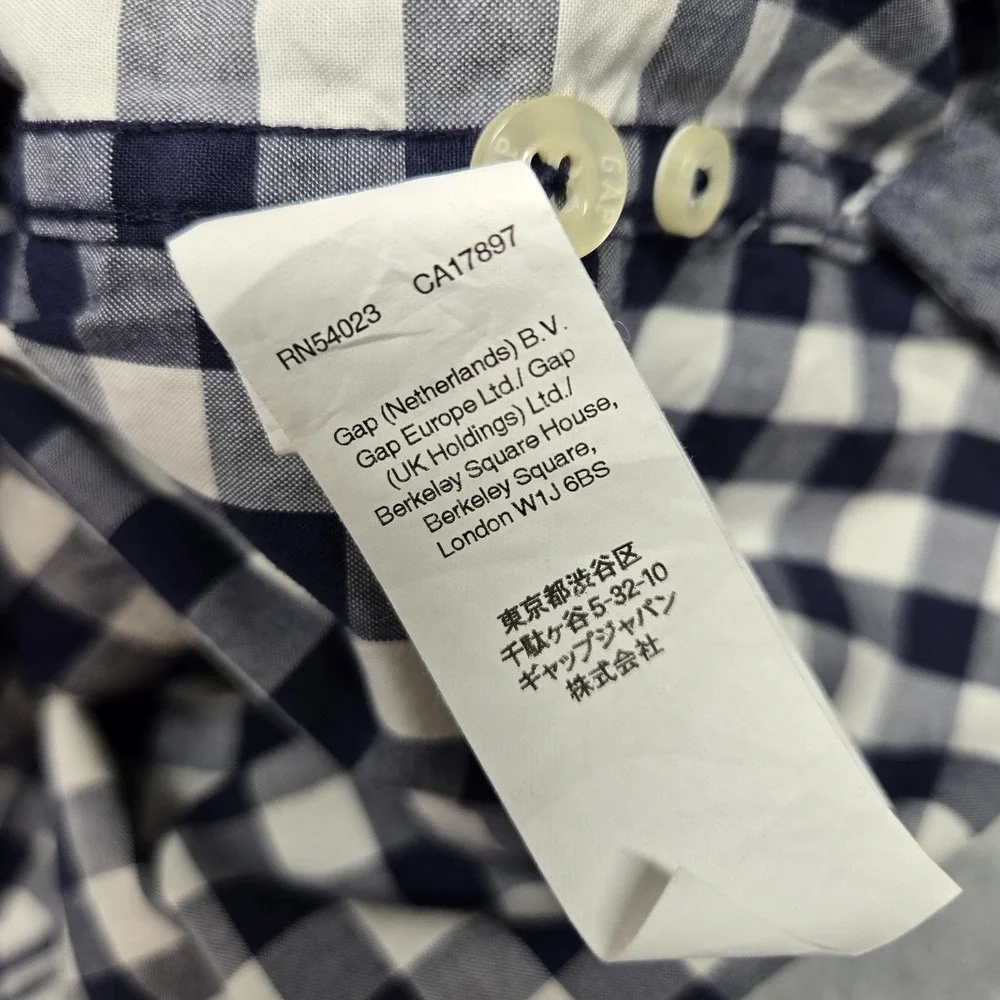 GapKids Shirt‎ Boys 13-14 Years Blue Check Button-Up Long Sleeve Pocket